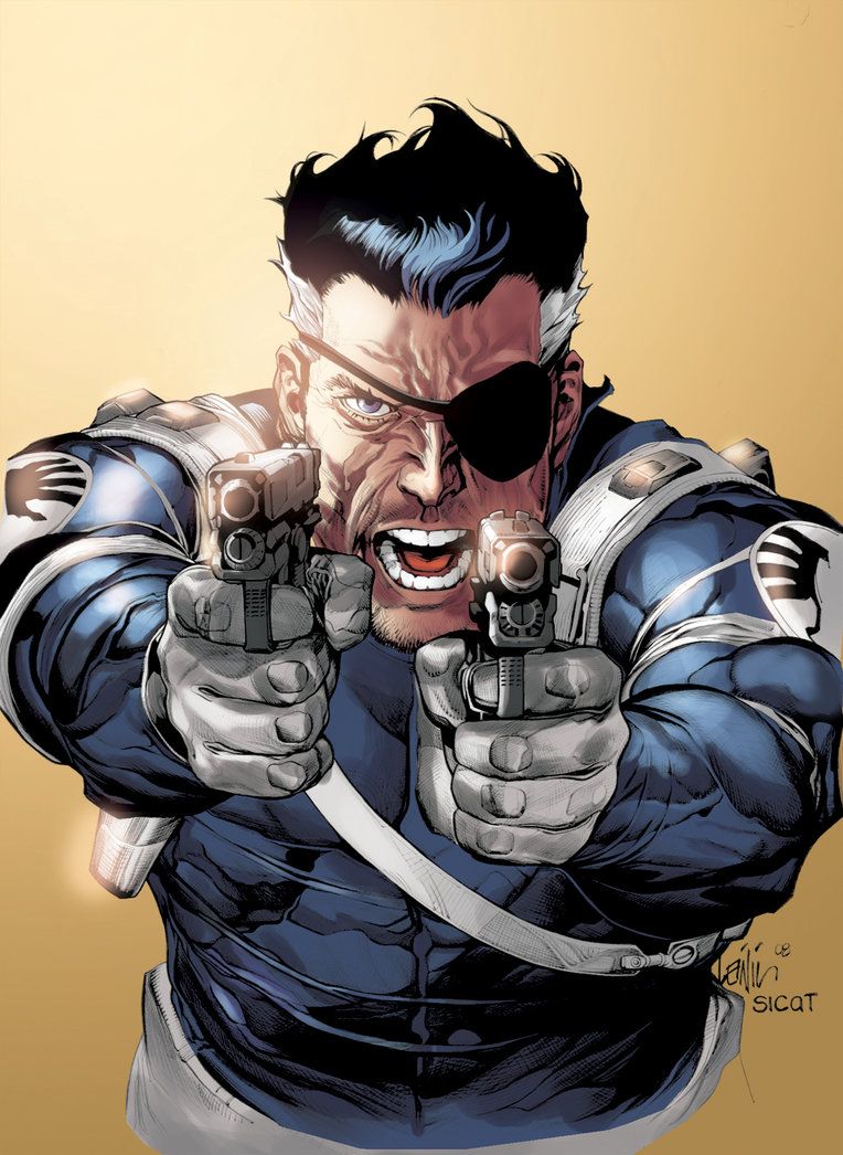 Nick Fury in Marvel comics.