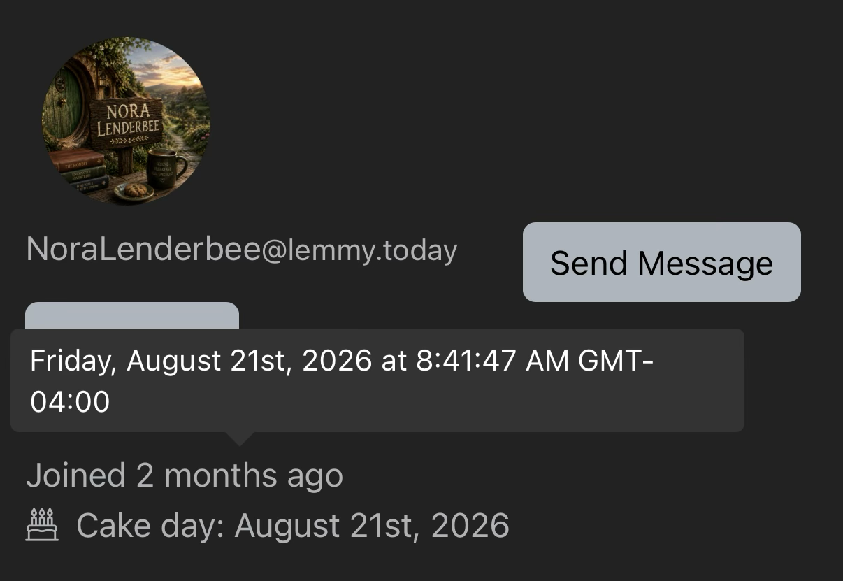 Screenshot showing NoraLenderBee account created August 21 at 8:41AM less than 3 hours before time2lose