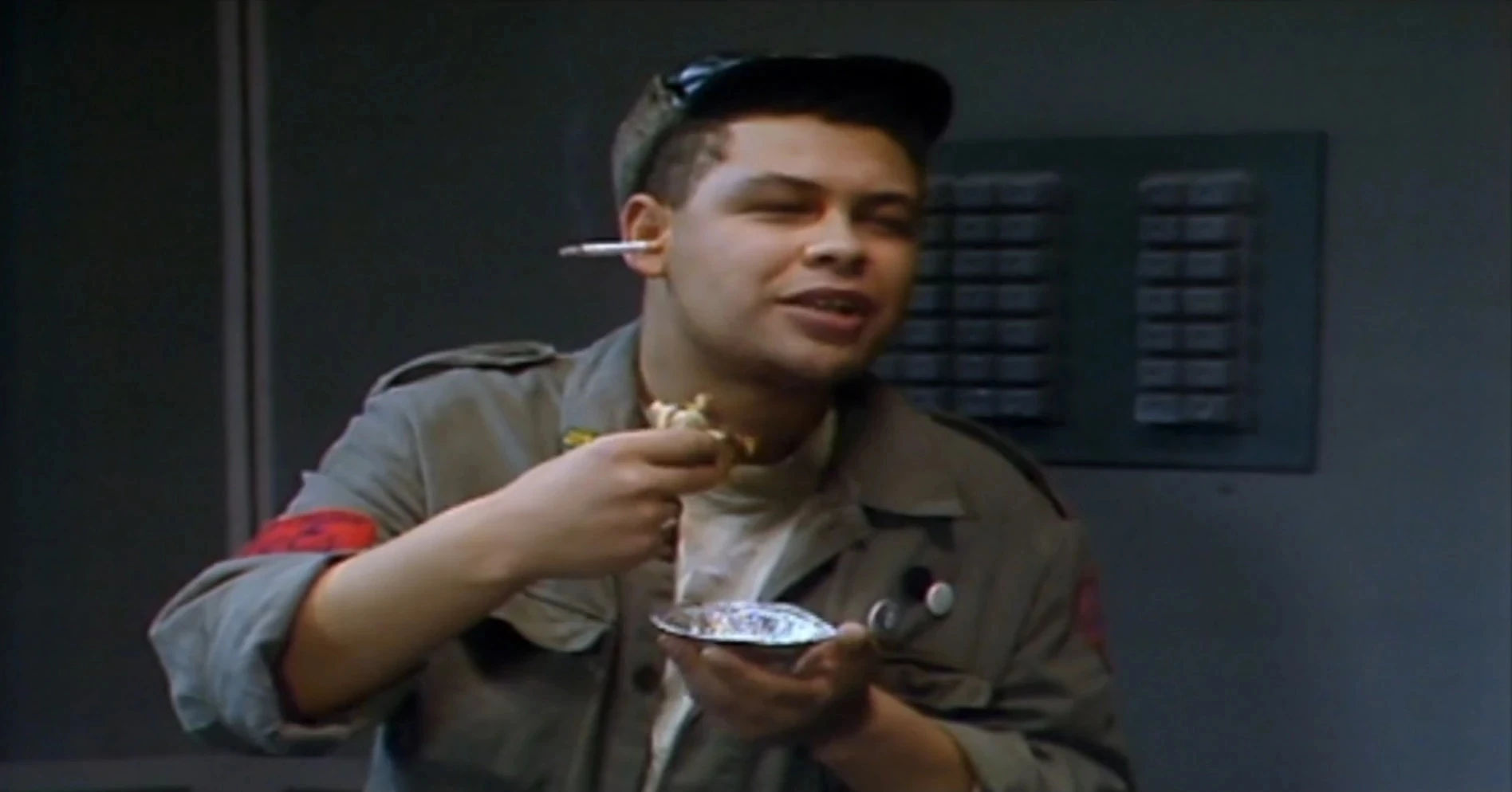 Dave Lister eating a curry.