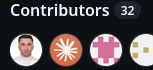 Screenshot of a GitHub project's contributors list, showing the Claude account as the 2nd contributor out of 32