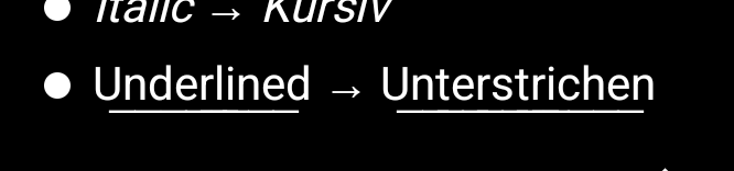 The underline starts and ends in the middle of the first/last character.