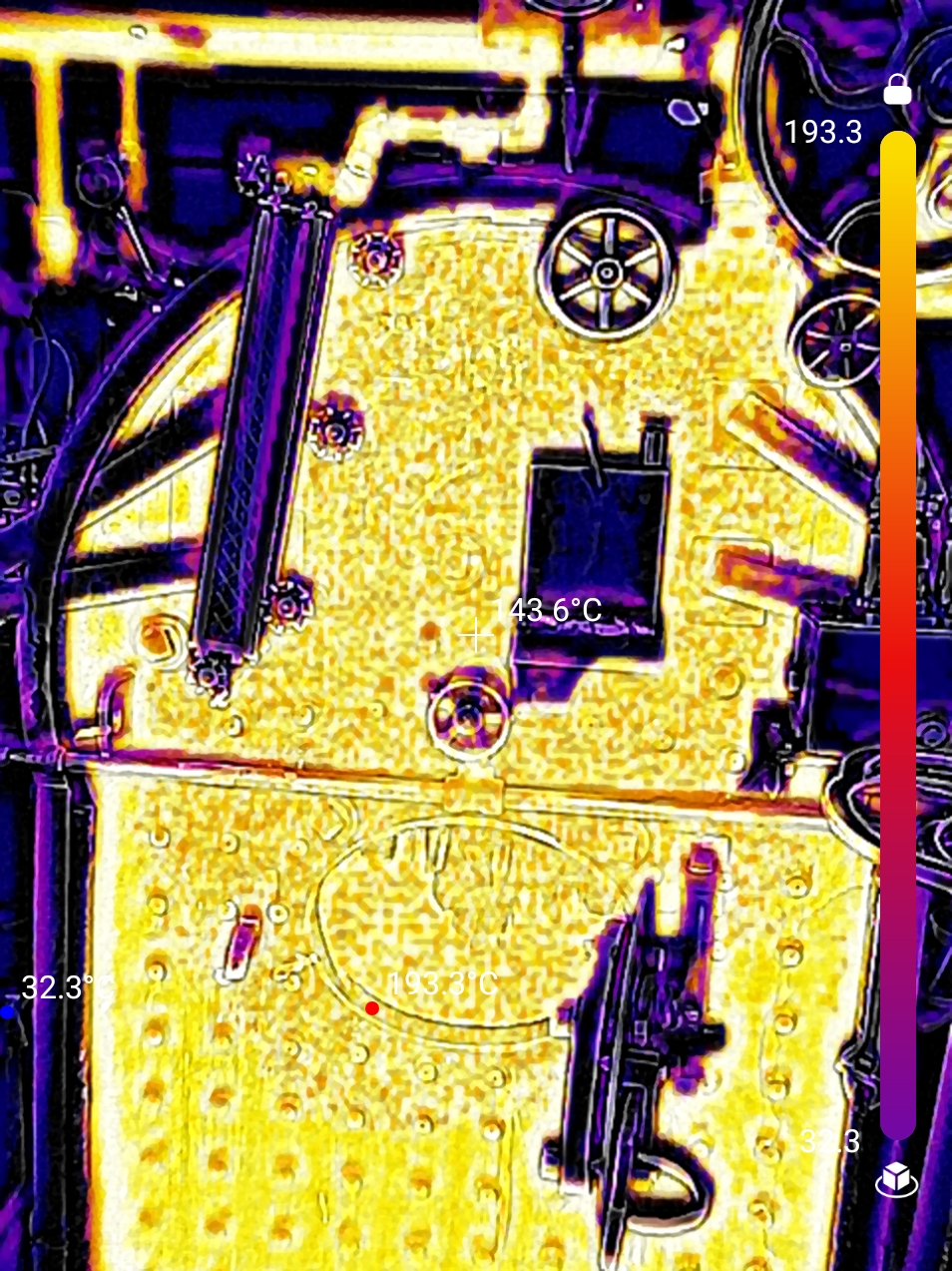 Steam locomotive firebox thermal image