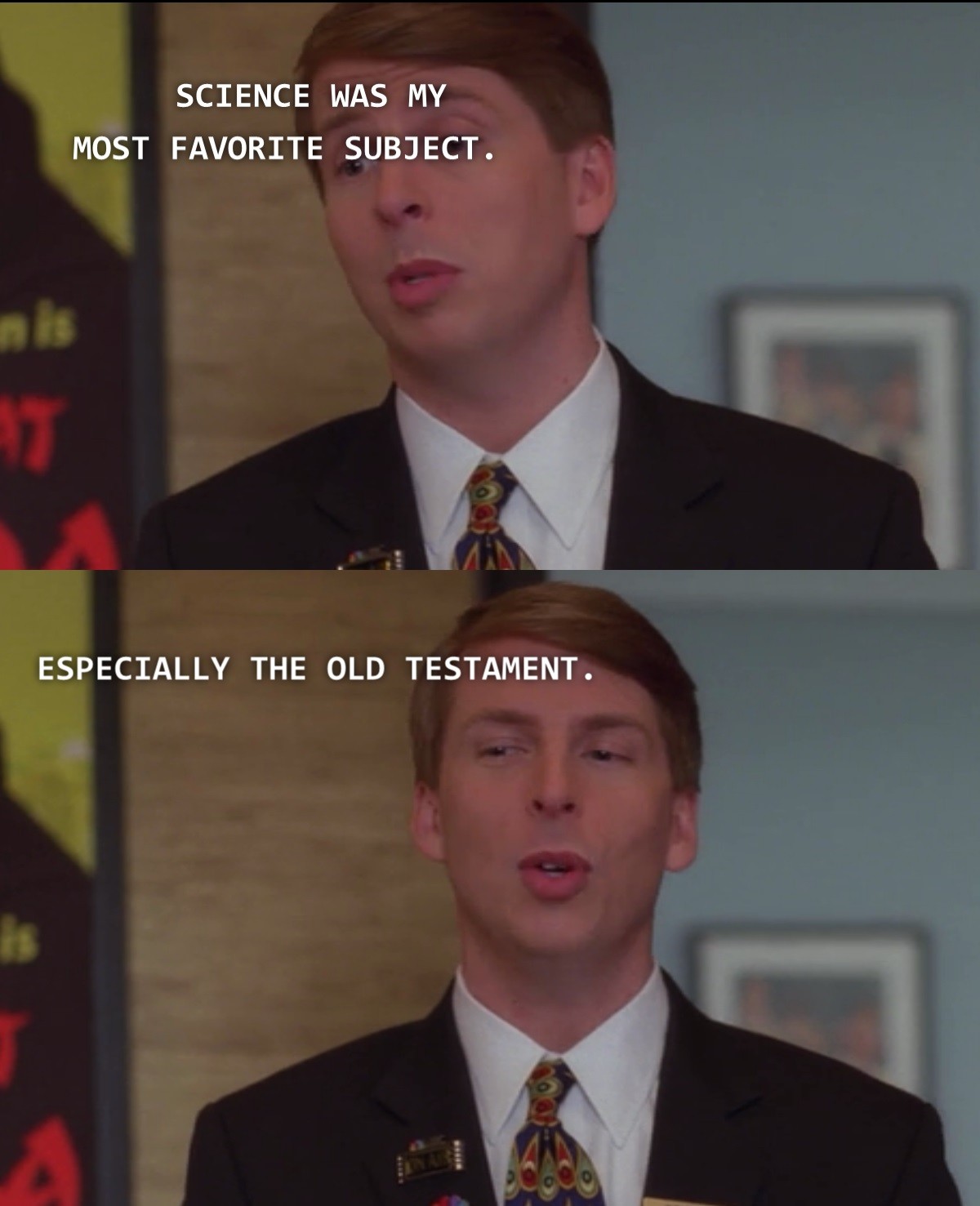 Kenneth saying: "Science was my most favourite subject. Especially the old testament."
