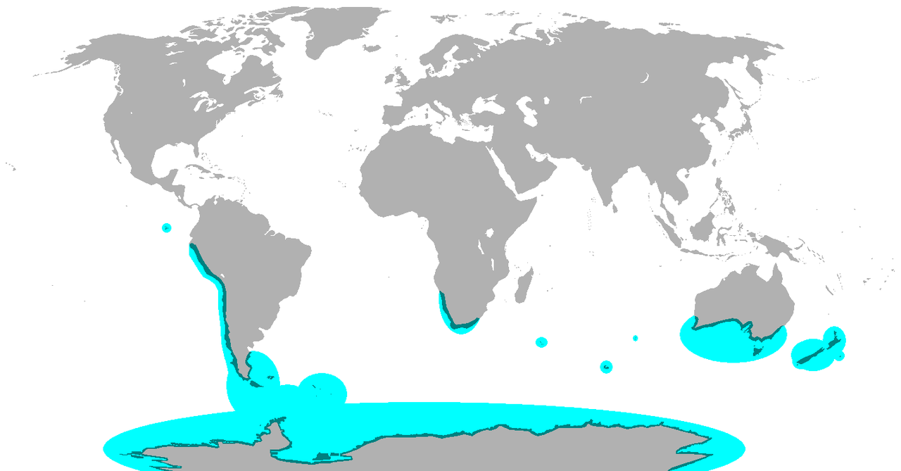 Penguin range from Wikipedia.