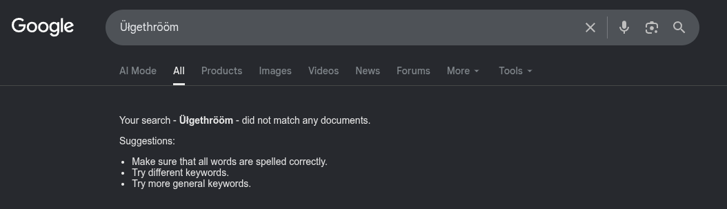 Üłgethrööm search querry